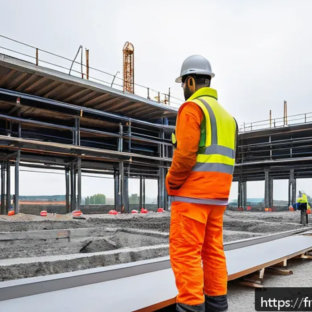 건설재료시험과 최신 실험 장비 - A high-tech construction site featuring engineers using portable 3D LiDAR scanners and smart sensors...