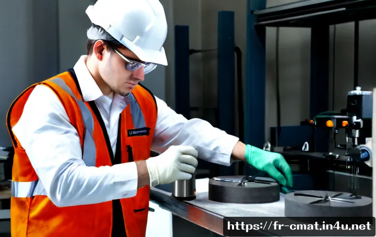 건설재료시험기사 실기시험 준비 노하우 - Photorealistic construction materials testing practical exam preparation in a modern French civil en...